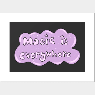 Magic is Everywhere, Purple and Pink Star Cartoon Doodle Cloud, made by EndlessEmporium Posters and Art